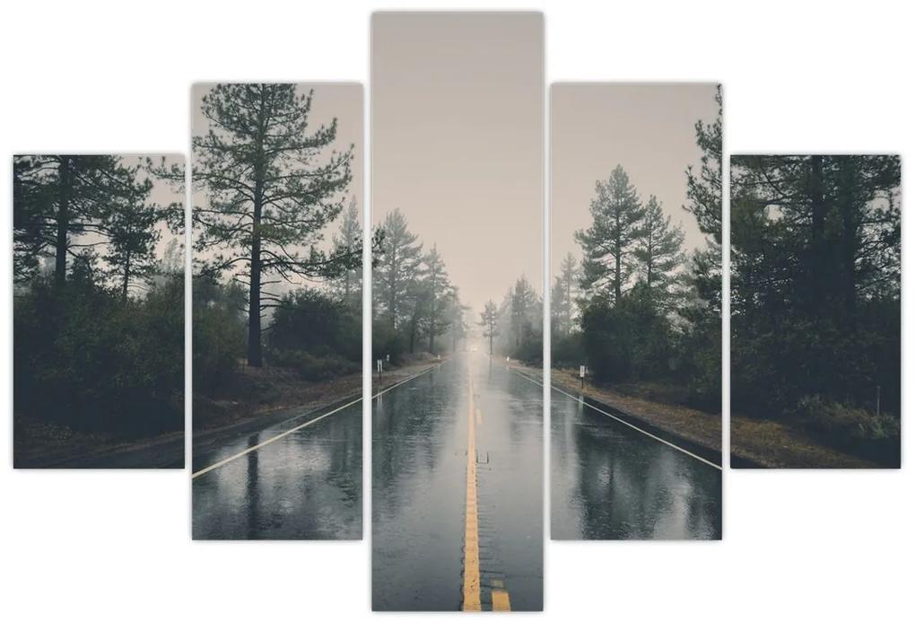 Obraz cesty v daždi (150x105 cm)
