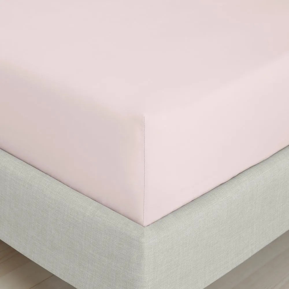 Ružová napínacia plachta z bavlneného perkálu 90x190 cm Cotton Percale – Bianca