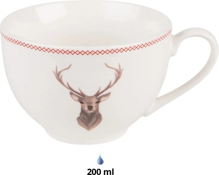 Porcelánová šálka s tanierikom s jeleňom Cosy Lodge - 12*9*6 cm / 200 ml