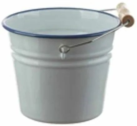 Biely smaltovaný kýblik s modrou linkou White blue - Ø16 * 14cm - 1.5L