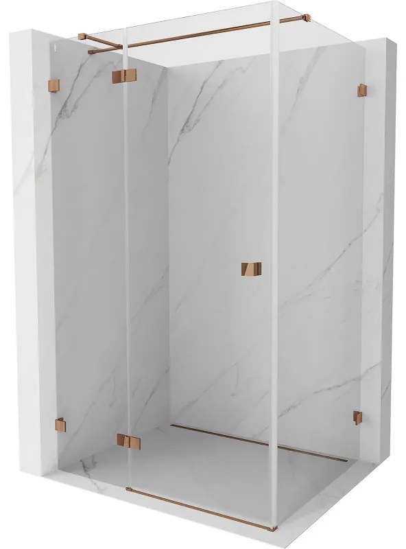 Mexen Lunar T, sklápací sprchový kút ľavý 135 x 80 cm, 8mm číre sklo, profil ružové zlato, 834T-135-080-60-00-L