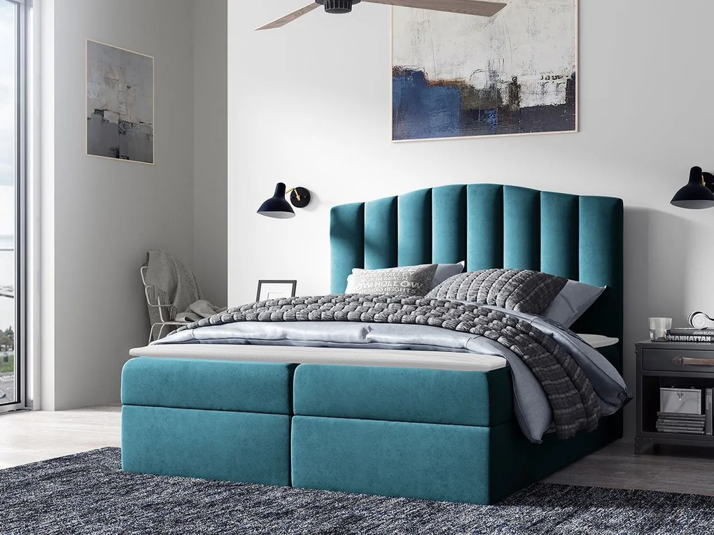Kontinentálna posteľ Beatriz, Rozmer postele: 160x200, Dostupné poťahy: ekokoža Soft 011 (čierna)