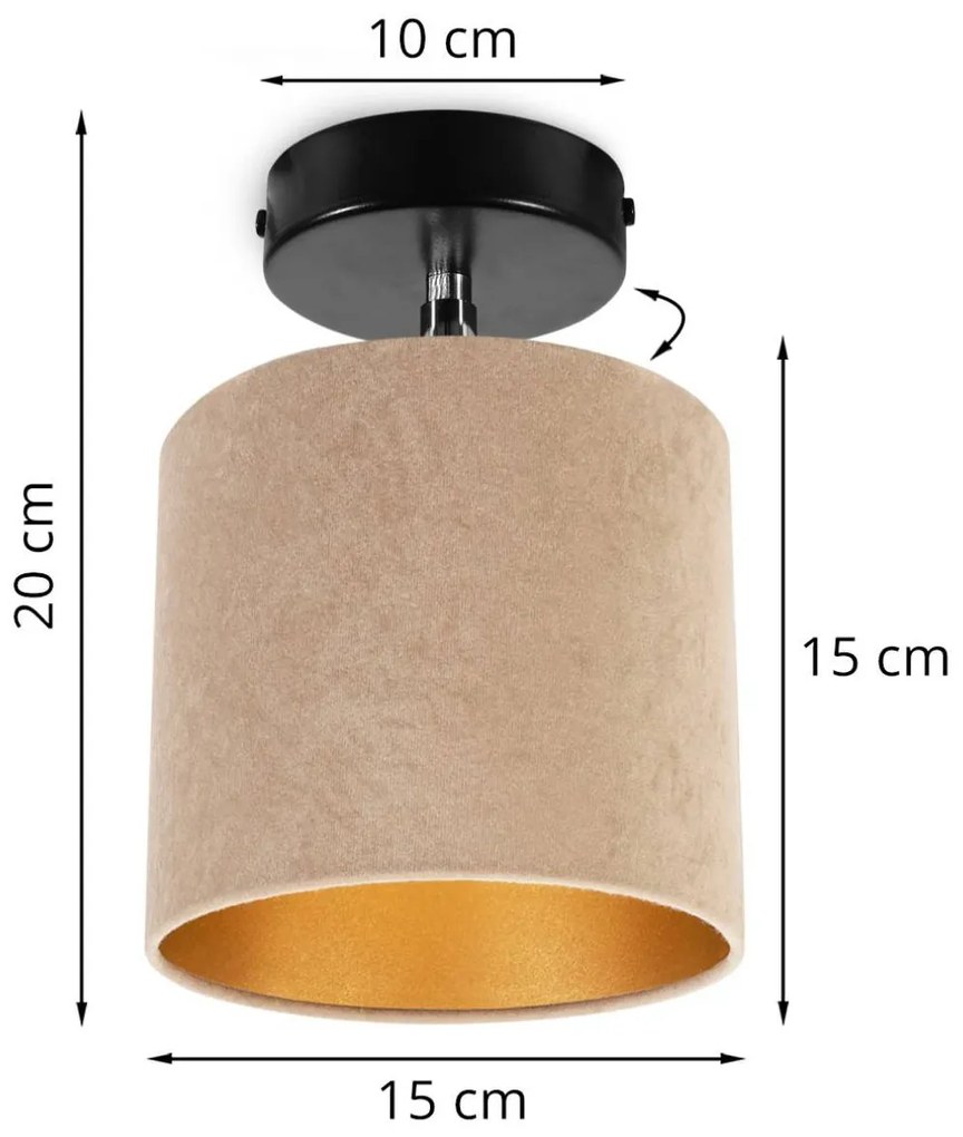 Stropné svietidlo MEDIOLAN, 1x béžové/zlaté textilné tienidlo, (výber z 2 farieb konštrukice - možnosť polohovania)