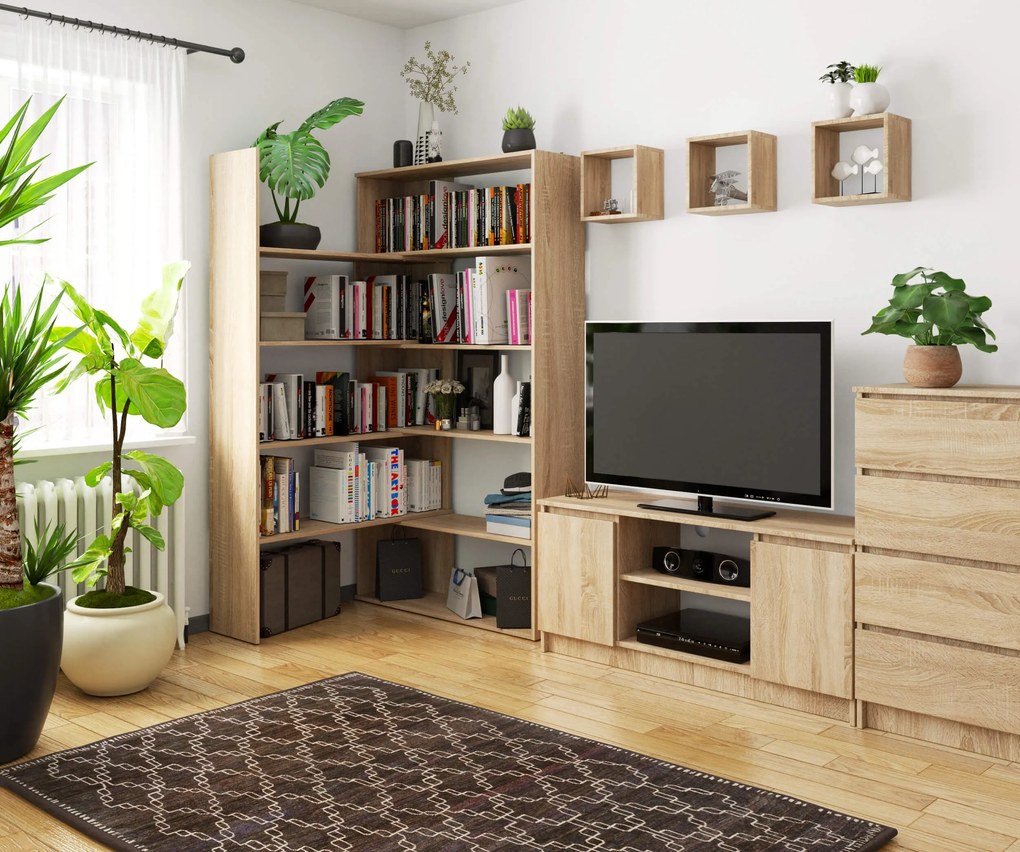 Regál Tivona (dub sonoma). Akcia -18%. Vlastná spoľahlivá doprava až k Vám domov. 1070828