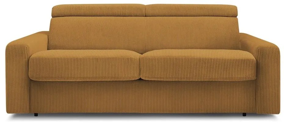 Menčestrová rozkladacia pohovka v horčicovej farbe 195 cm Monaco – Bobochic Paris