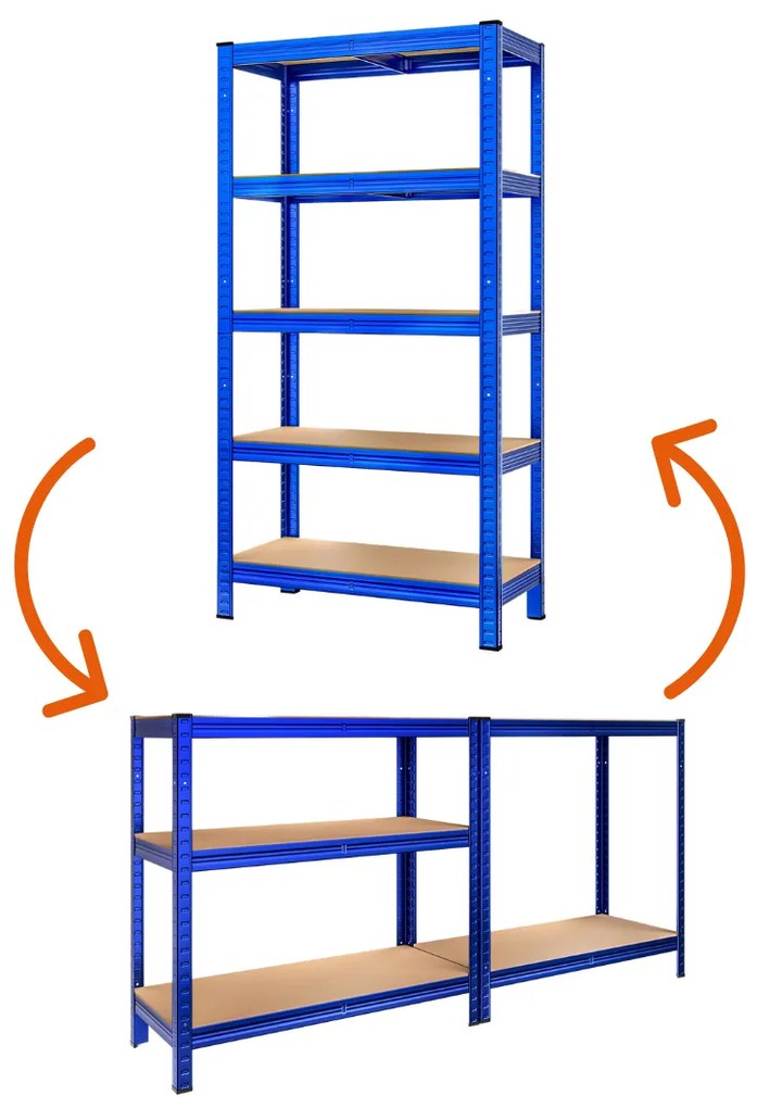 Regál s vysokou nosnosťou HEAVY, max. 875kg, 90x40x180cm, modrá Monzana
