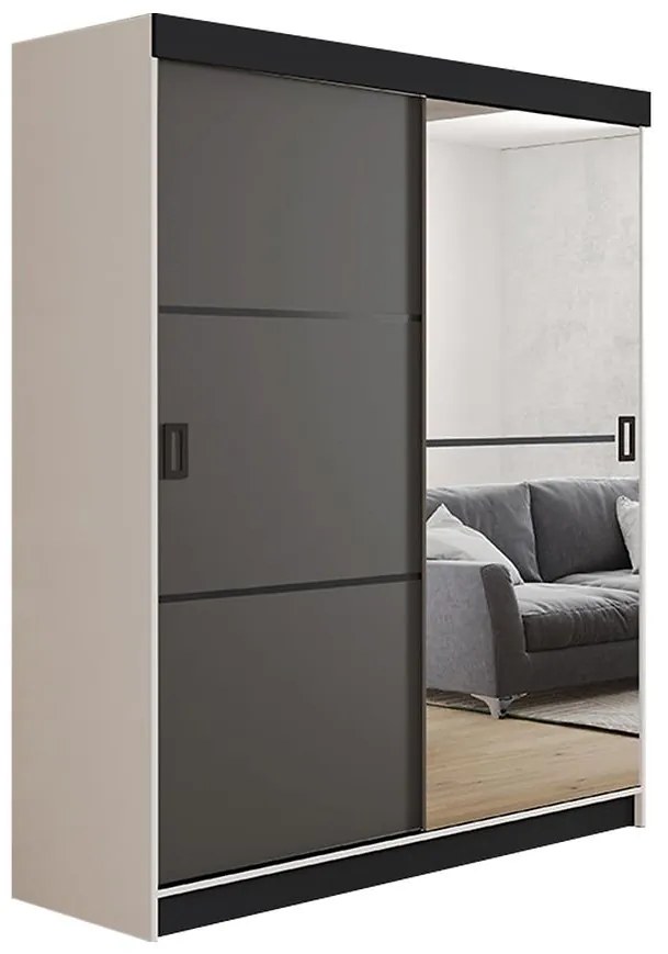 Skriňa Retro 138 2L Biely / Dvierka grafit