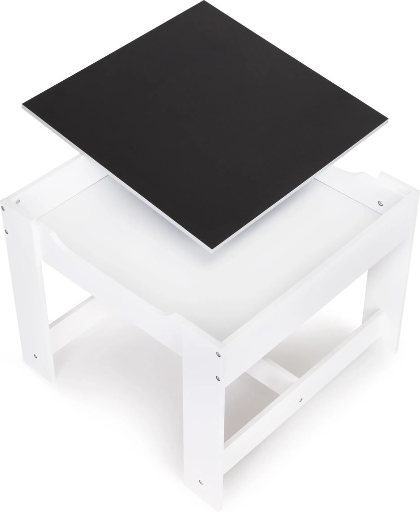 Detský set: stolík s obojstrannou tabuľou + 2 stoličky ECOTOYS (MDF, úložný priestor)