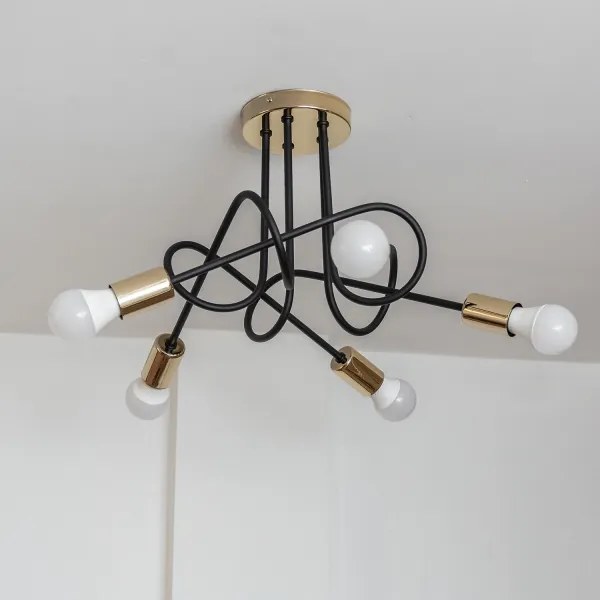 Prisadený luster OXFORD 5xE27/15W/230V zlatá/čierna