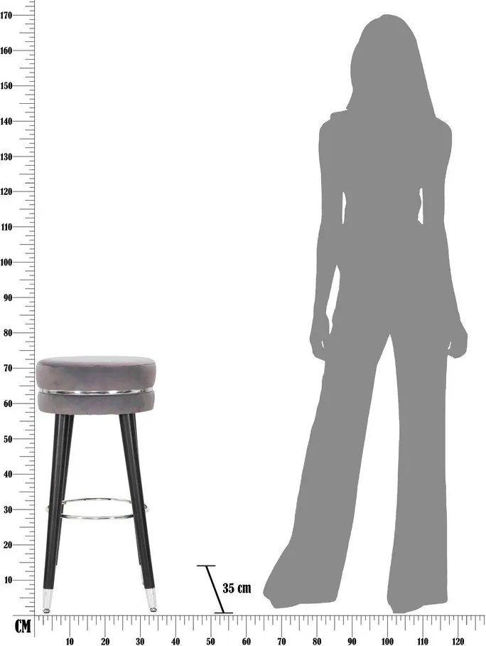 Sivá čalúnená barová stolička (výška sedadla 74 cm) Paris – Mauro Ferretti