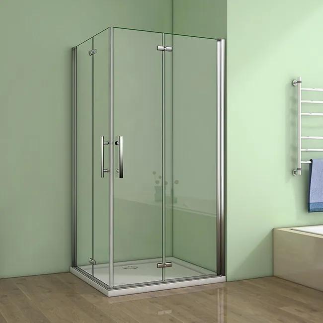Obdĺžnikový sprchovací kút MELODY R908, 90x80 cm so zalamovacími dverami vrátane sprchovej vaničky z liateho mramoru