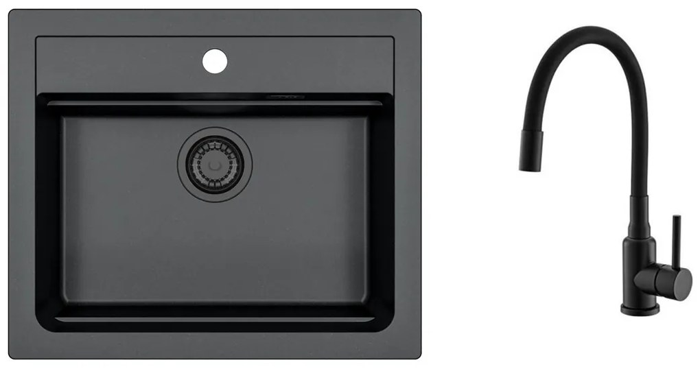 SET ALVEUS ATROX 30/91 BLACK ADDITION jednoduchý sifon + BATERIE MINTAS BLACK MATT