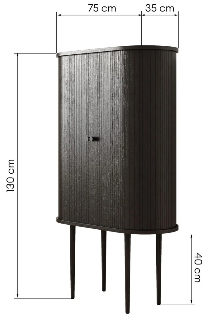Vysoká komoda Clementa z masivu 75 cm černá
