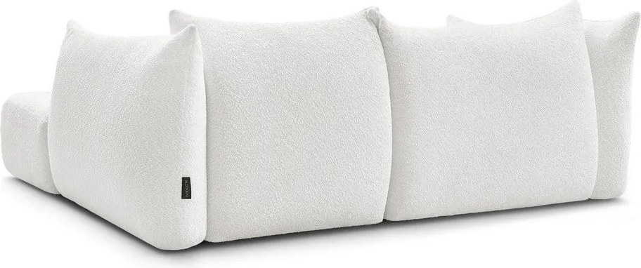 Biela rohová pohovka z textílie buklé (pravý roh/s leňoškou) Azra – Bobochic Paris