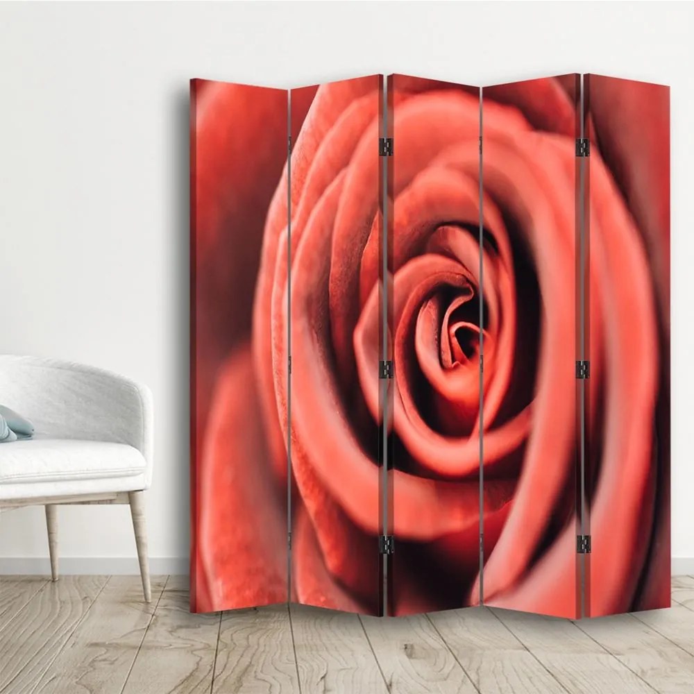 Gario Paraván kvet ruže v makro mierke Rozmery: 180 x 170 cm, Prevedenie: Otočný paraván 360°