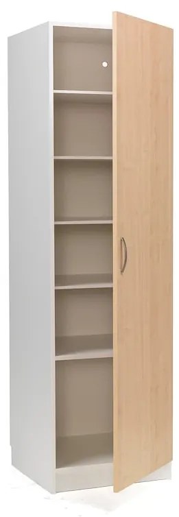 Skriňa na oblečenie, pravé dvere, 600x600x2100 mm, biela, breza