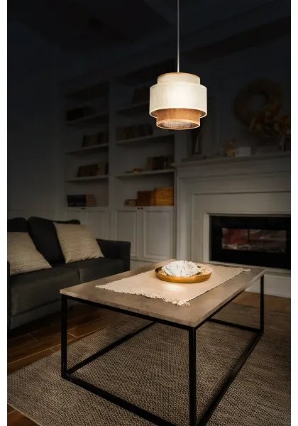 Luster na lane BOHO 1xE27/60W/230V, priemer 20 cm, biela/juta