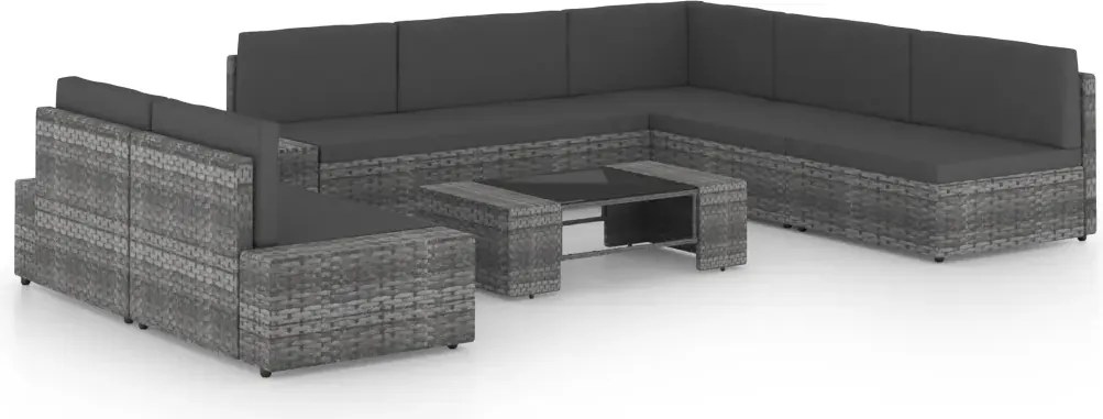 vidaXL 8-dielna záhradná sedacia súprava s podložkami polyratan sivá