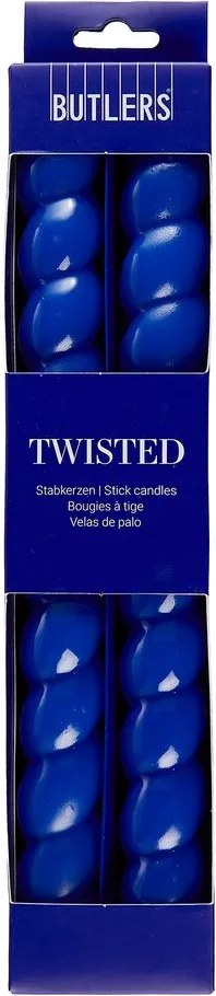 TWISTED Sada lesklých sviečok 2 ks 25,5 cm - modrá