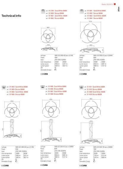 Redo 01-1801 - LED Stmievateľné stropné svietidlo ALIEN LED/60W/230V 3000K biela