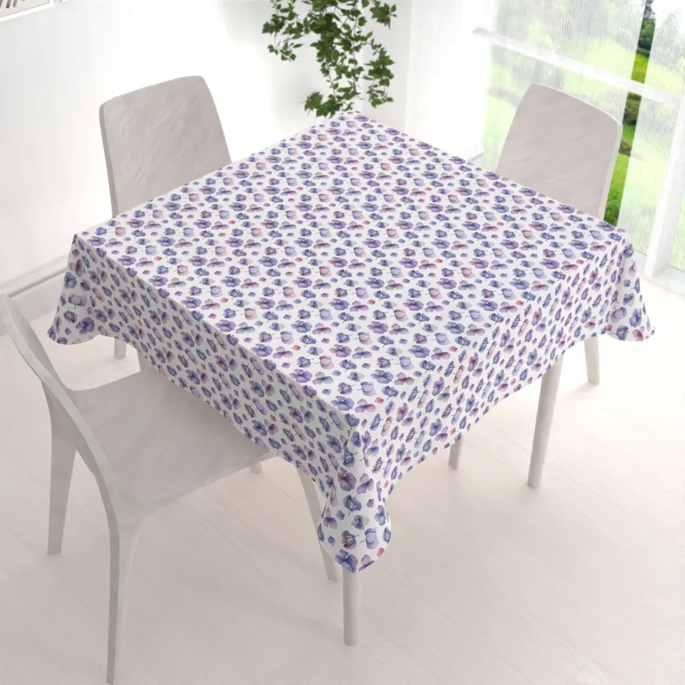 Biante Dekoračný štvorcový obrus Porto PRT-024 Modré okvetné lístky na bielom 60x60 cm