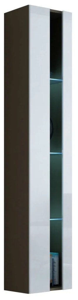Vitrína 180 Zigo New, Osvetlenie: osvetlenie LED RGB - farebné, Farby: biela / biely lesk