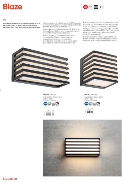 Redo 90639-LED Vonkajšie nástenné svietidlo BLAZE LED/12W/230V 3000K IP54 antracit