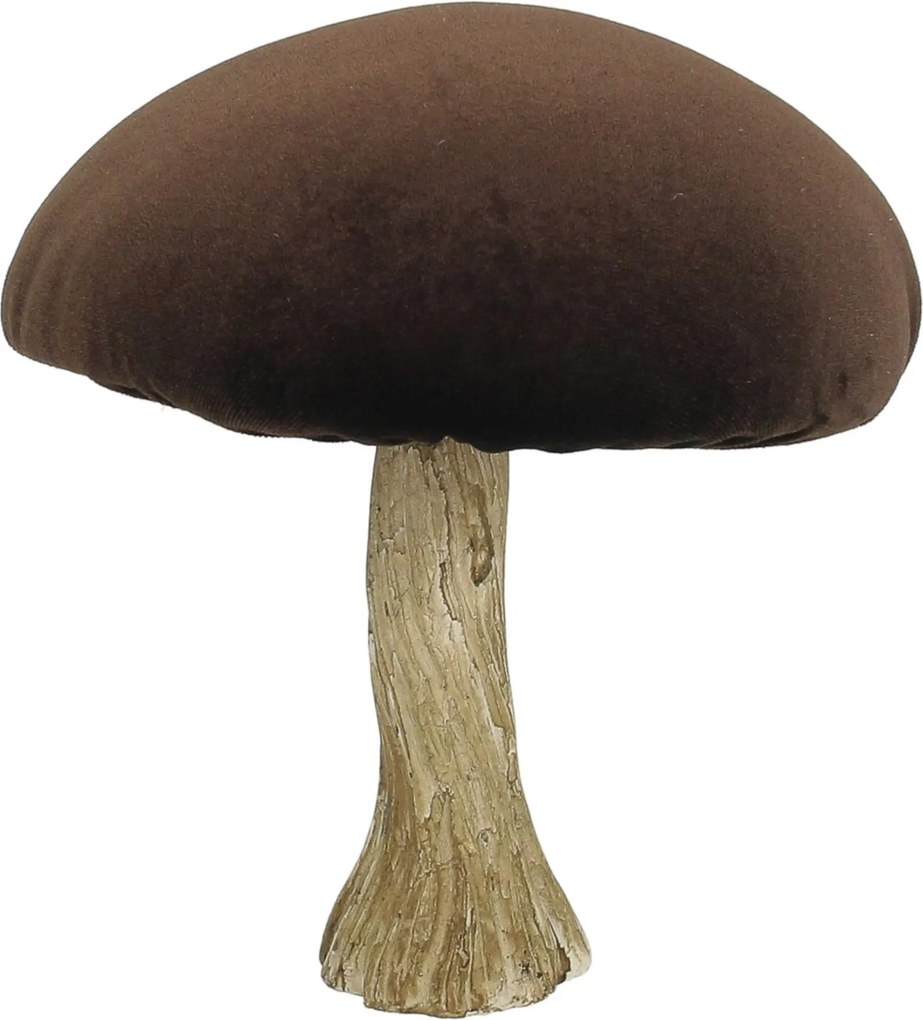 Dekorácia Velvet Mushroom 17 cm brown