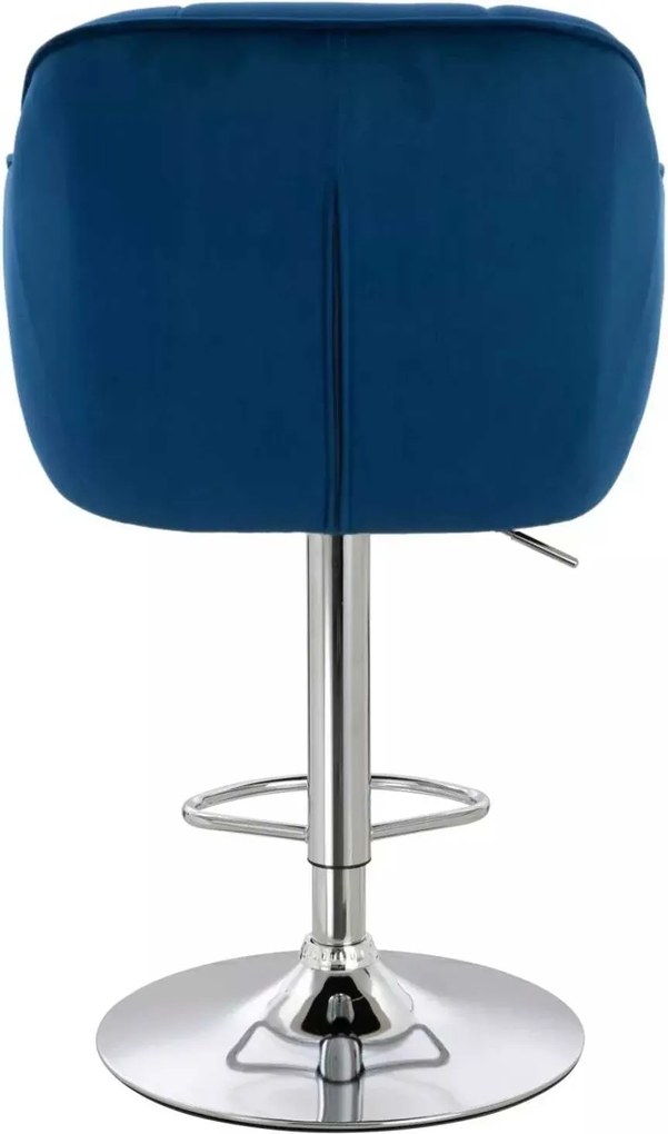 LuxuryForm DESIGN Barová stolička AVOLA VELUR na striebornom tanieri - modrá