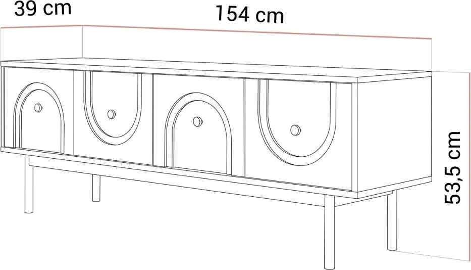 TV STOLÍK THERESE ČIERNY 154 cm