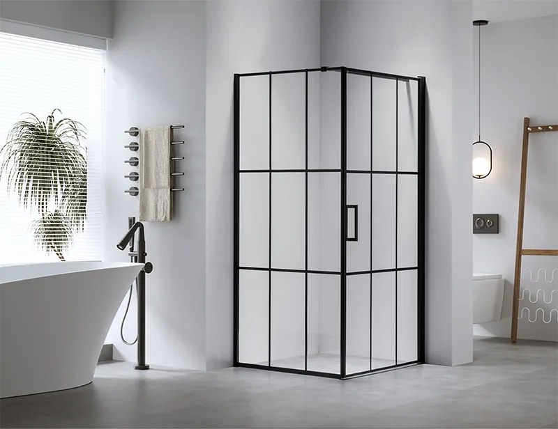 BPS-koupelny Štvorcový sprchový kút BS13A 80x80 čierna/transparent + vanička ST02A BL čierna