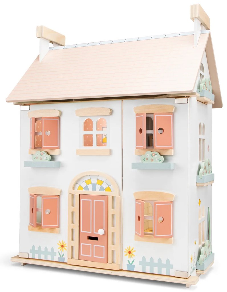 Drevený dom pre bábiky s nábytkom