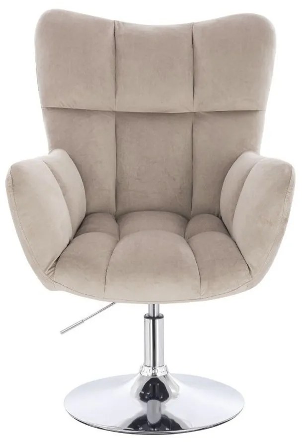 LuxuryForm DESIGN Otočné kreslo AURORA VELUR na striebornom tanieri - latte