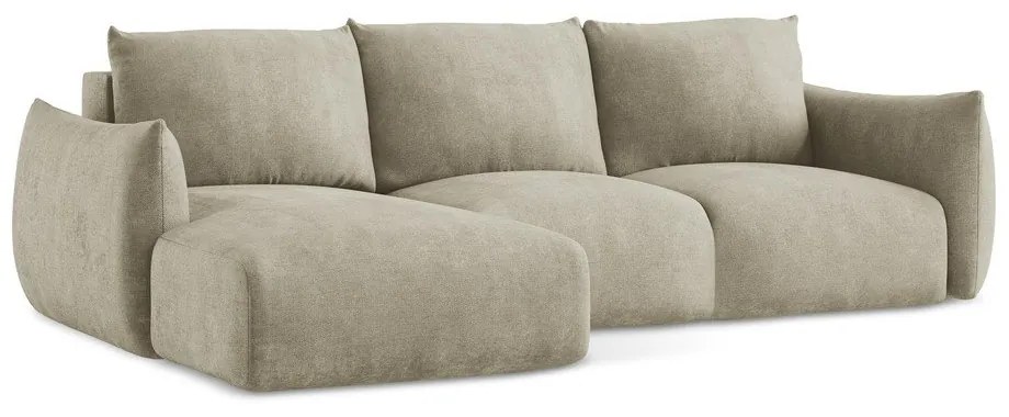 Béžová ženilková rozkladacia rohová pohovka (ľavý roh/s leňoškou) Leila – Makamii