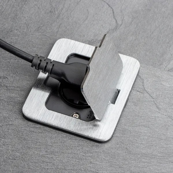 Brilagi - Vonkajšia vstavaná podlahová zásuvka IP55 matný chróm obdĺžnikový