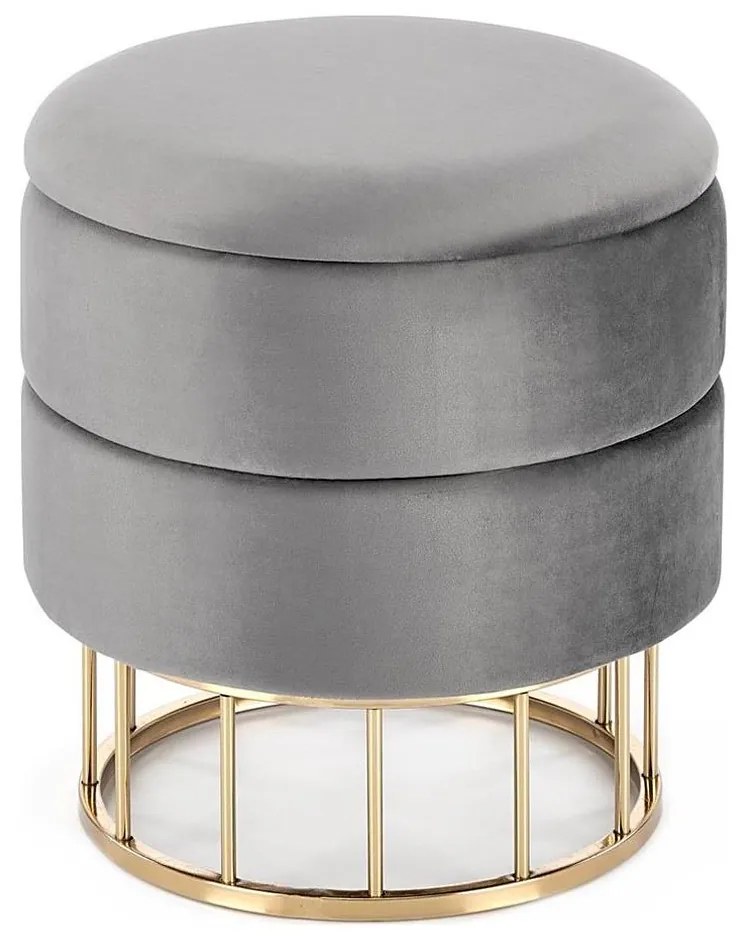 Taburet MINTY pr. 37 cm šedá/zlatá