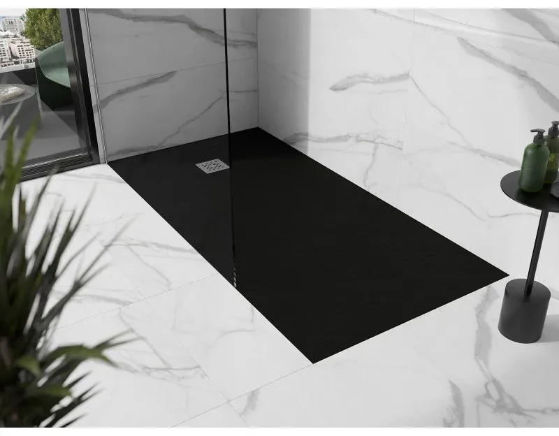 Mexen Stone+, obdĺžniková vanička z minerálneho kompozitu 200 x 90 cm, čierna matná, 44709020