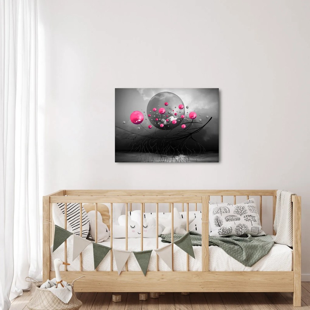 Obraz ružových abstraktných gulí (70x50 cm)