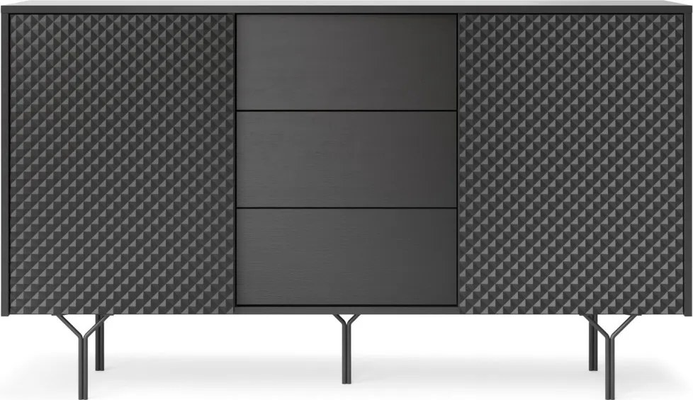 Komoda so zásuvkami Raven, čierna