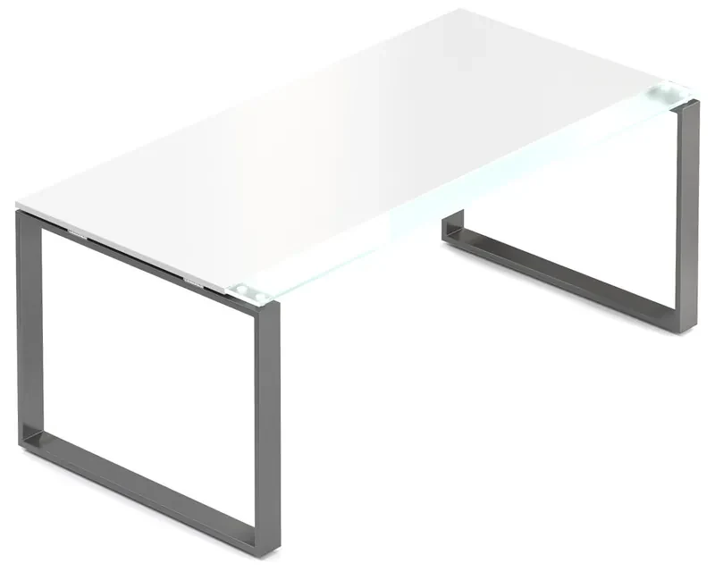 Stôl Creator 180 x 90 cm, grafitová podnož, 2 nohy, biela