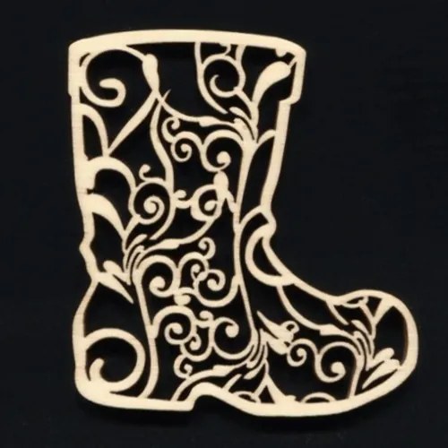 AMADEA Drevená ozdoba topánka s ornamentom 8 cm