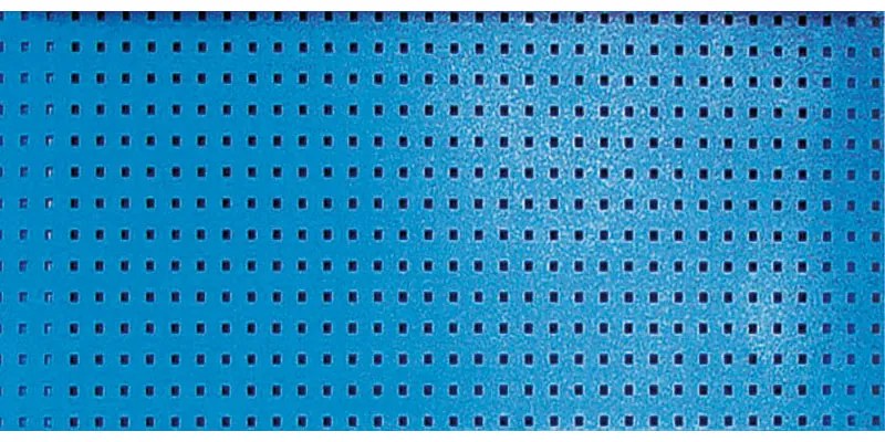 Perforovaný zadný panel na náradie k pracovným stolom GD, otvory 10 x 10 mm, rozstup 38 x 38 mm, modrá
