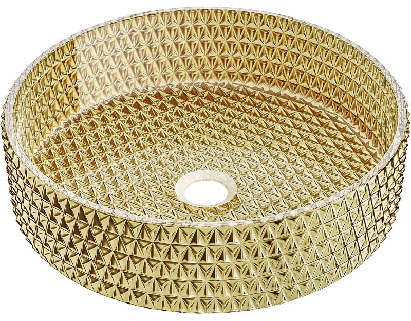 Mexen Aura, sklenené umývadlo na dosku 39 × 39 cm, zlatá, 24013952