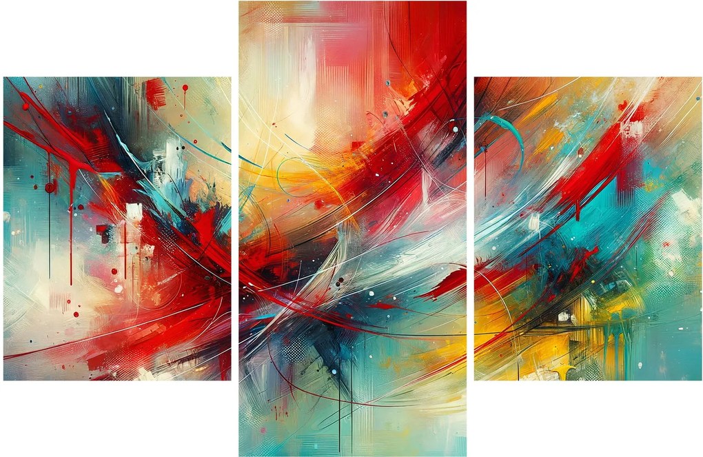 Obraz – Abstrakcia s červenou (90x60 cm)
