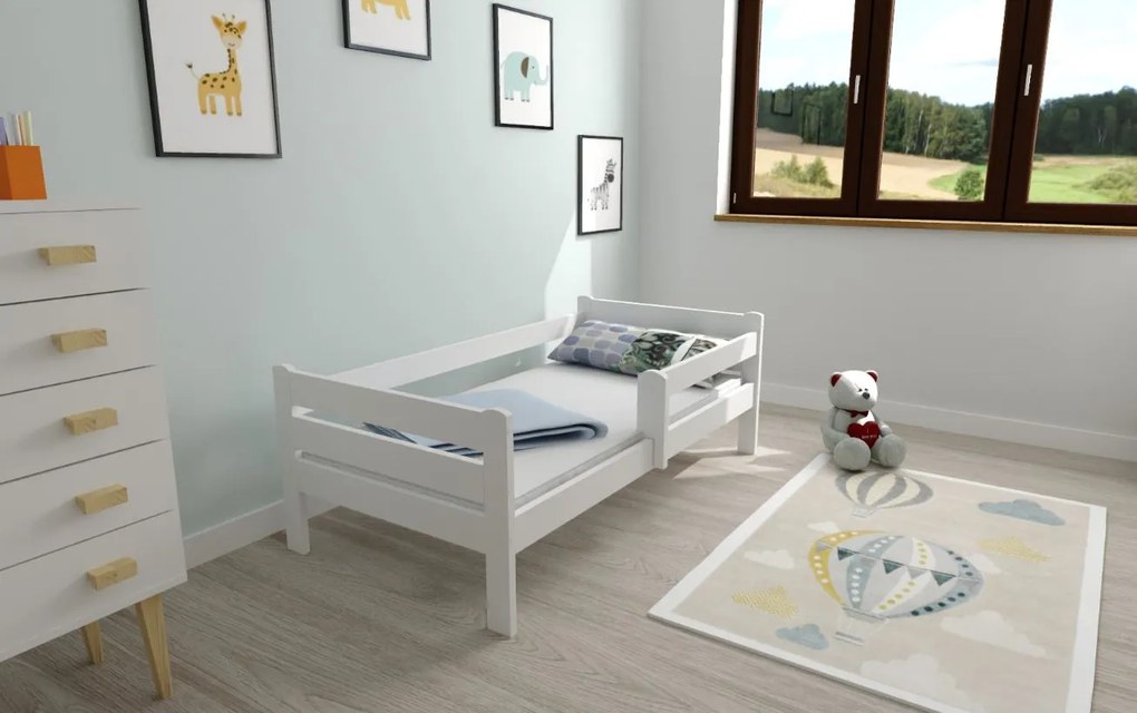 Detská posteľ EDITA z masívu borovice - 200x90 cm - biela