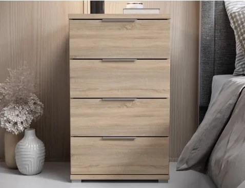 Nočný stolík/skrinka so 4 zásuvkami Smilla, výška 79 cm, dub sonoma%