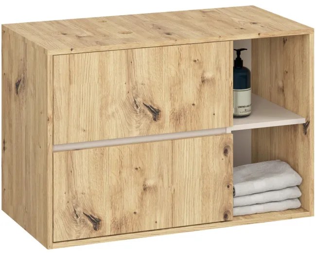 Kúpeľňová zostava VAMI s otvormi na umývadlo, dub artisan / béžová