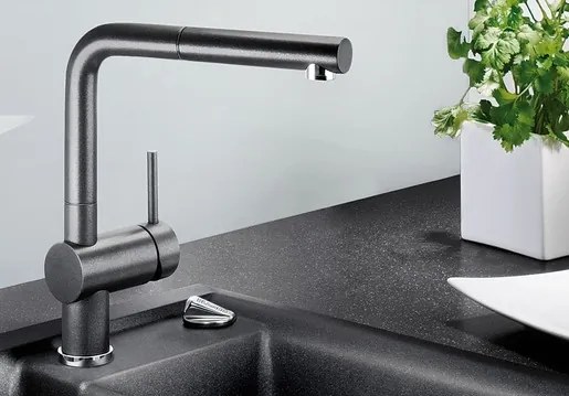 Blanco LINUS-S drezová batéria s vyťahovacou sprškou šedá vulkán 526958