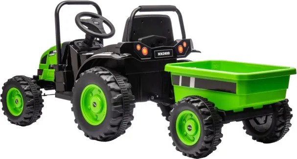 Elektrický traktor s prívesom Farmer zelený