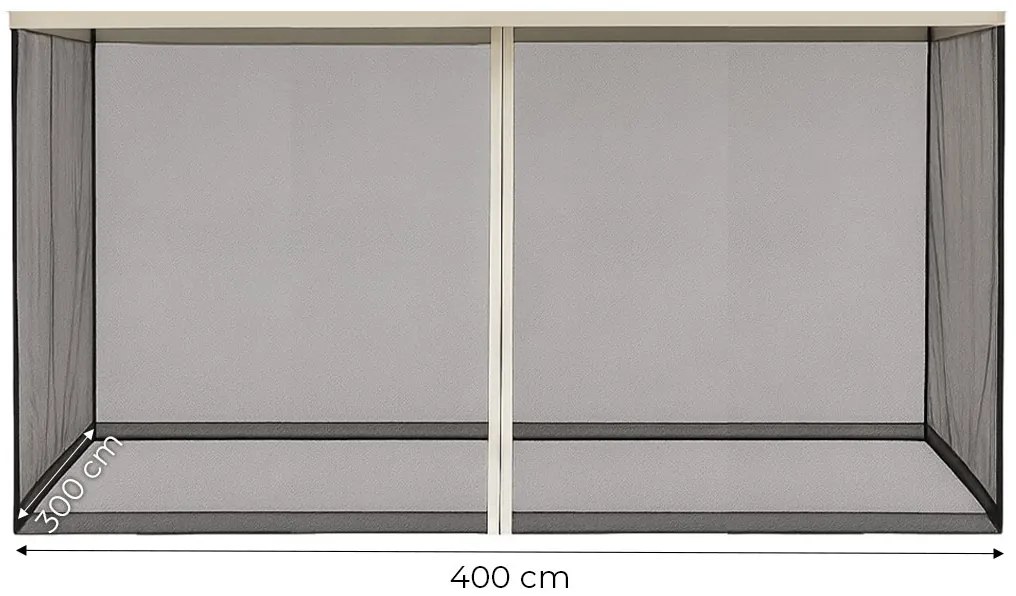 Moskytiéra do záhradného pavilónu 3x4 m s oknami a zipsami, MultiGarden